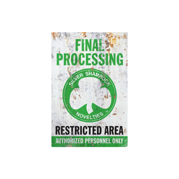 Halloween III Season Of The Witch - Silver Shamrock Final Processing Metal Sign