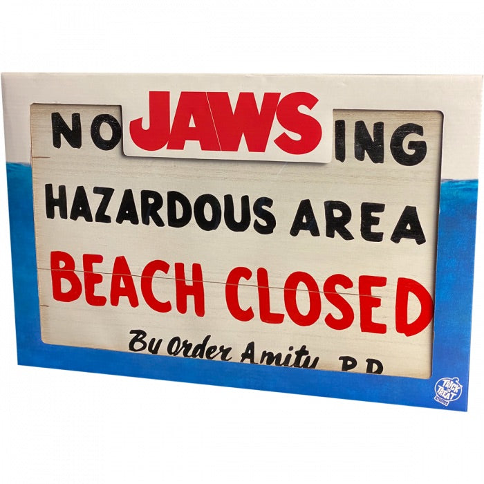 Jaws - No Swimming Wood Sign