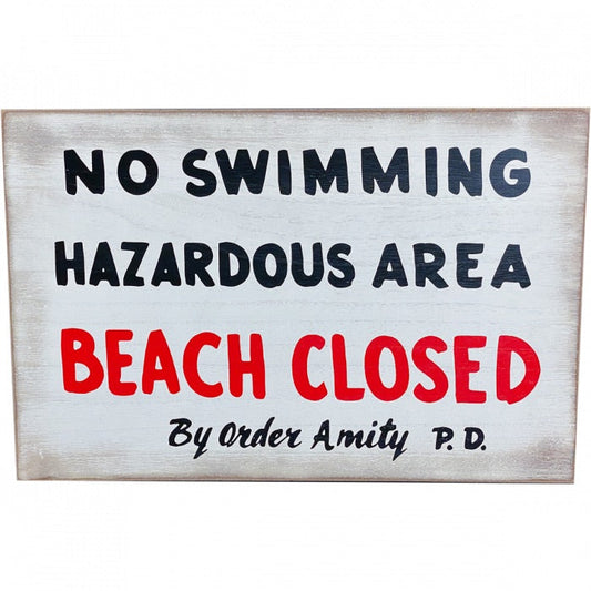 Jaws - No Swimming Wood Sign