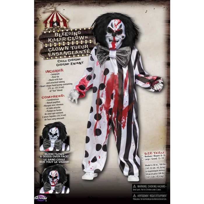 Bleeding Killer Clown Child Costume