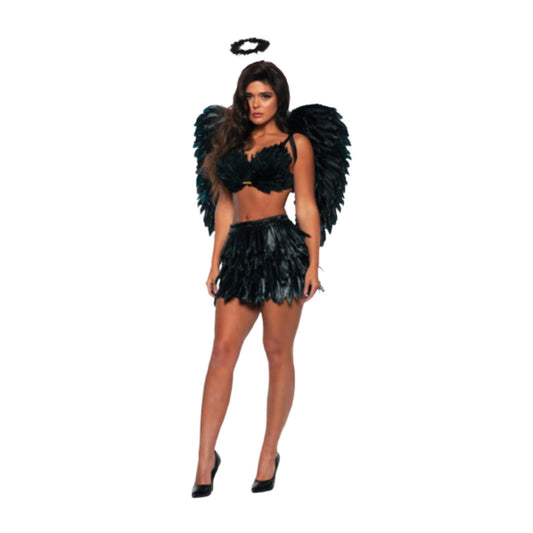 Feather Mini Skirt - Black