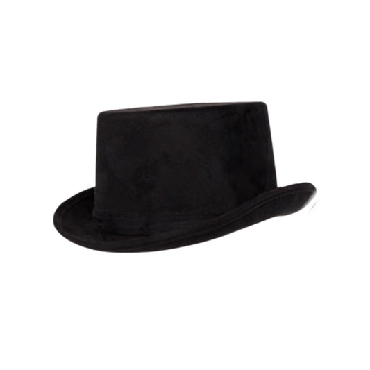 Faux Suede Top Hat - Black